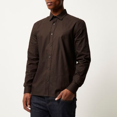 Brown subtle paisley jacquard shirt